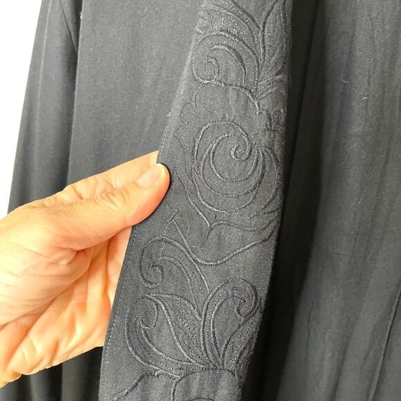 Surya Womens Duster Black Size Large Vintage Open Front Embroidered Rayon Pocket - Picture 6 of 16